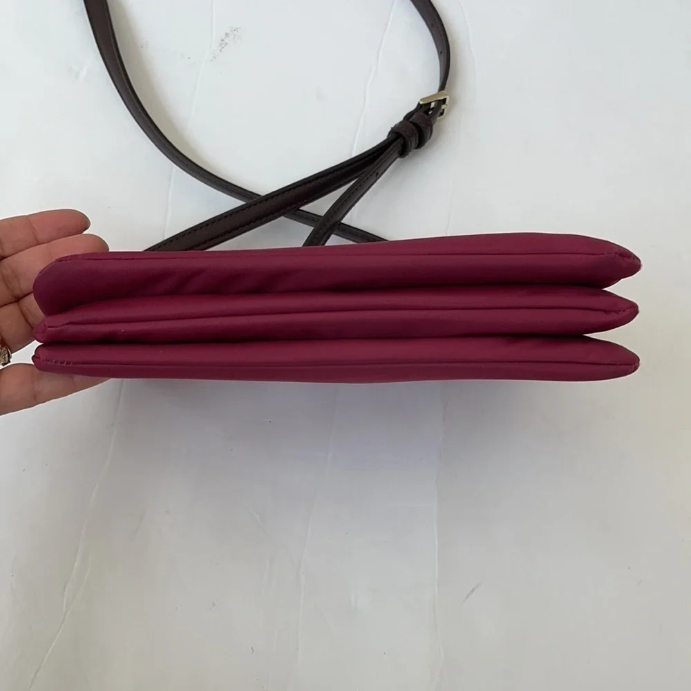 Kate Spade Burgundy/ Rhubarbtrt triple gusset crossbody bag nylon